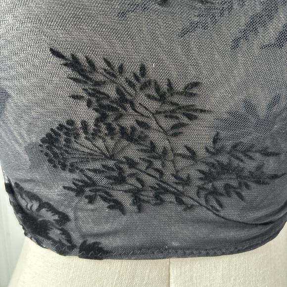 Elegant Black Sheer Long Sleeve Crop Top - Picture 3 of 4